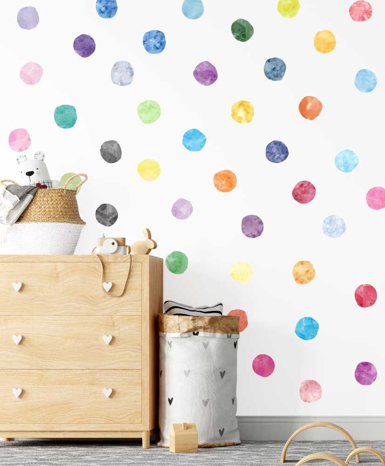 Watercolor Dots Peel and Stick Decal Reusable Wall Decal Etsy