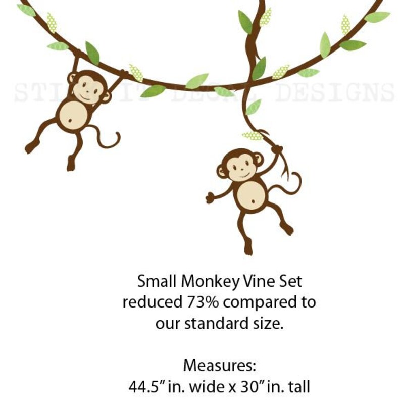 Hanging Monkey Wall Decal Monkey Vines Monkey Decal Nursery Etsy