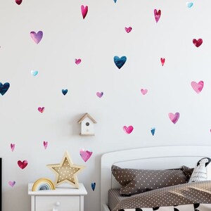 Art Palette Heart Decals, Peel and Stick Decal, Reusable Wall Decal, Repositionable Wall Decal by JM Design Studio