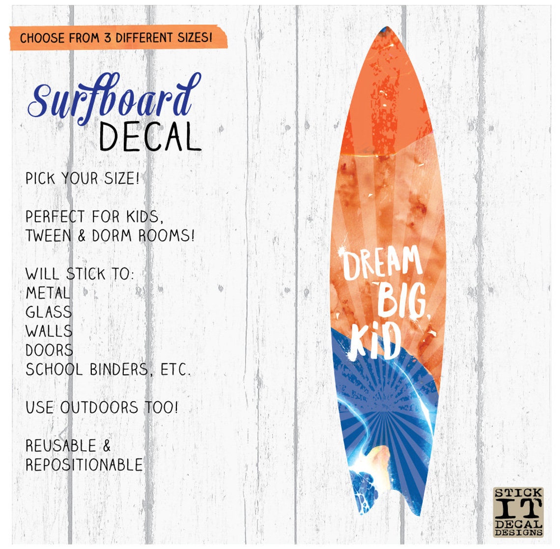 Surfboard Wall Decal Surfboard Decor Repositionable Etsy