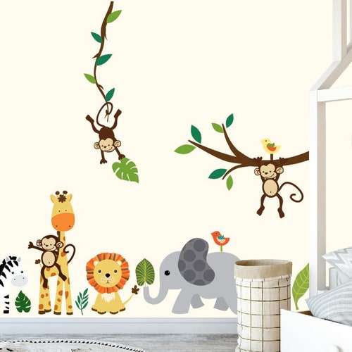 Safari nursery wall decal, nursery wall decal, wall decal kids, jungle wall decal, XXXL Jungle Bliss Design