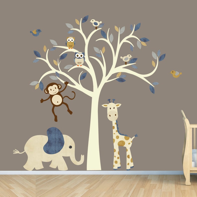 Baby Boy Nursery Wall Decal Decor Stickers Kids Jungle Denim Design