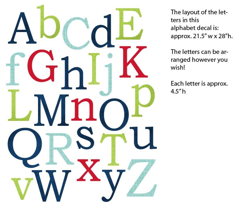 Alphabet Wall Decal Nursery Wall Decal Alphabet Wall Art Etsy Canada