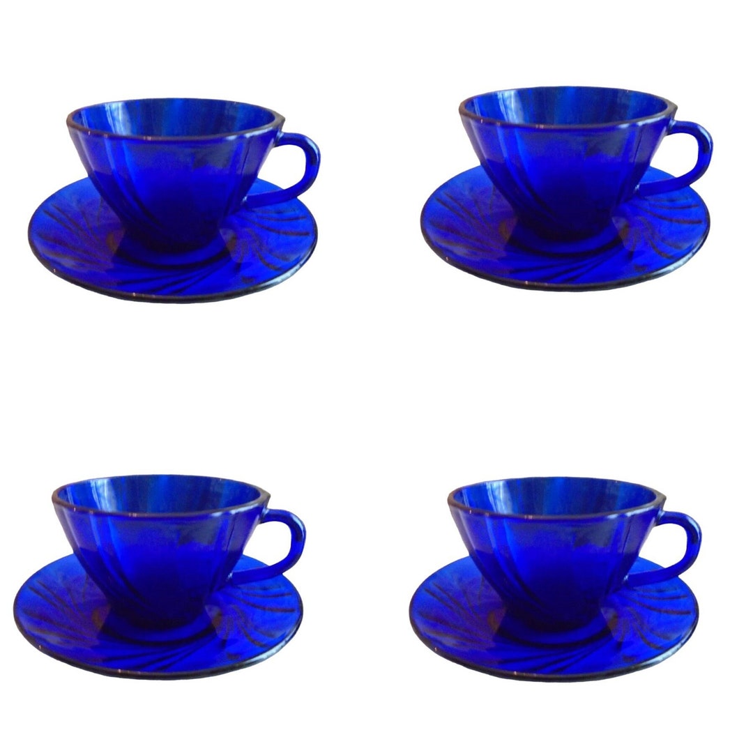 Service à Café Vereco (Duralex) Ambre – 5 Tasses Et 5 Soucoupes, état Neuf