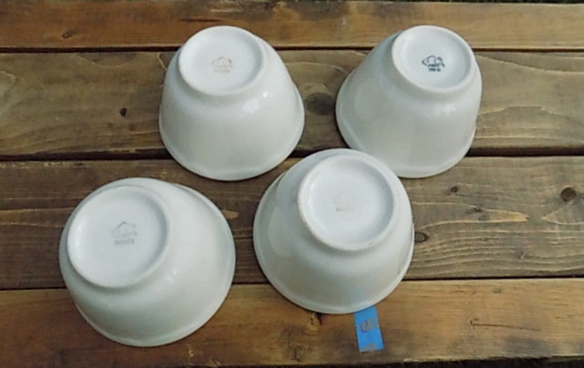 4 Buffalo China Soup Custard Bowls With Saucer Dishes White 6 | Etsy