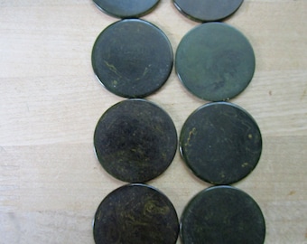 Vintage Lot of  8 GREEN Marbled bakelite poker chips  -  for steampunk project maybe - Estate find! COMBINED SHIPPING