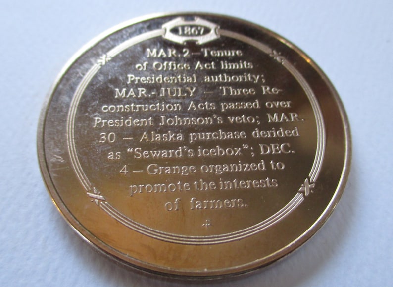 Franklin Mint Solid Bronze coin 1867 Alaska Purchased from Etsy
