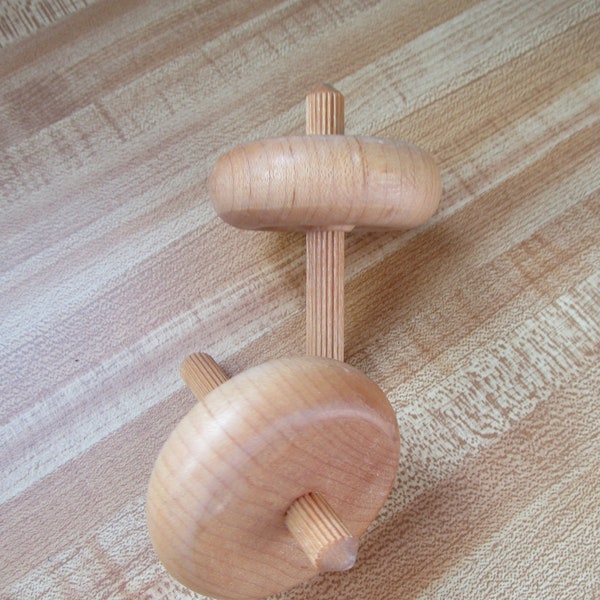 Vintage Pair Wooden spinning tops = found in toy room of a toy collector - All wood, great entertainment - Estate find!