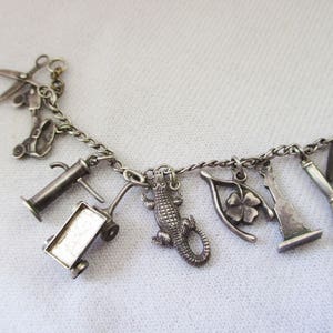 Vintage Sterling SIlver bracelet with 16 charms Awesome Estate find COMBINED SHIPPING image 3