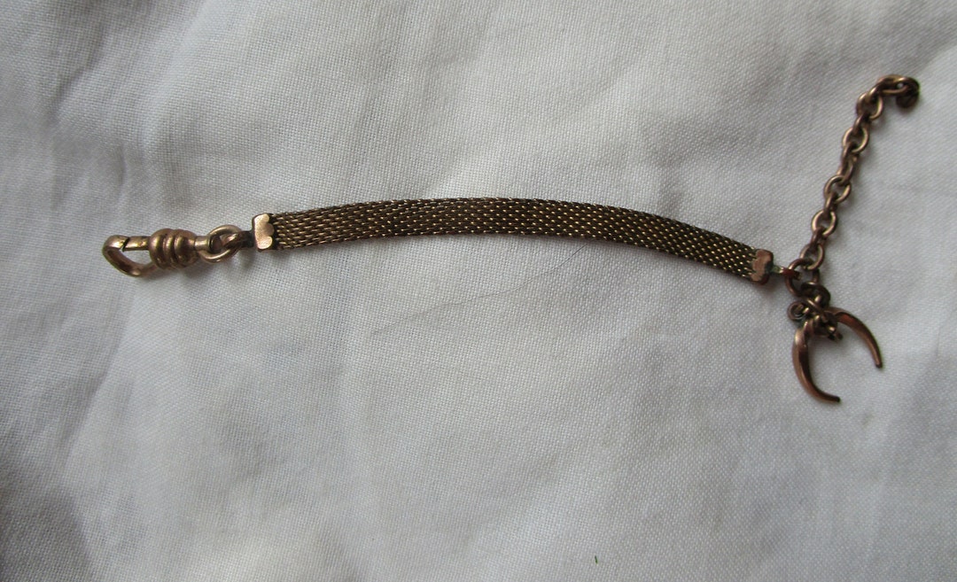 Vintage 6 Inch Brass Watch Chain With Horseshoe on End Etsy