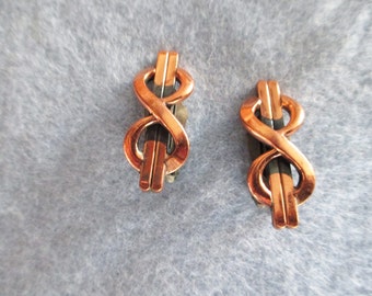 Vintage 1950 Renoir Copper Clip Earrings - Estate find! -COMBINED SHIPPING