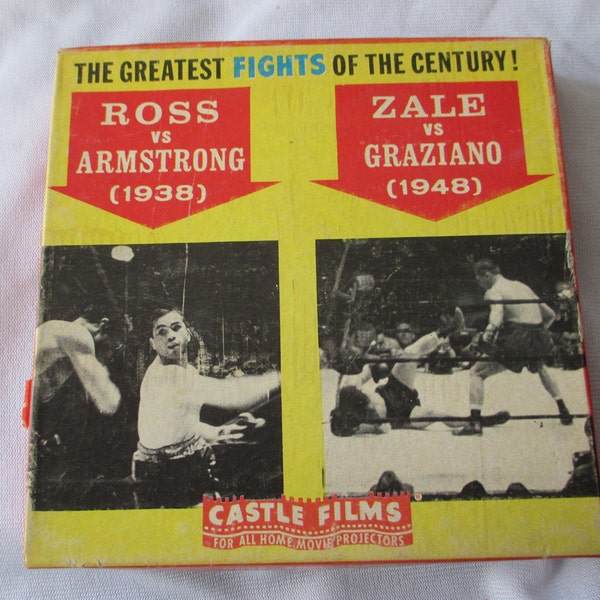 1938/1948 8 mm Castle Films of the Greatest fights of the Century Estate- Ross-Armstrong -- Zale- Graziano - Estate find !