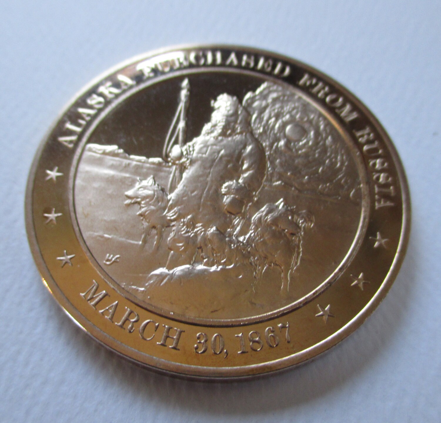 Franklin Mint Solid Bronze coin 1867 Alaska Purchased from Etsy