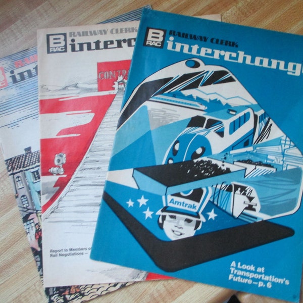 Vintage Railroad Union Magazines - "Interchange" -February 1976, July 1977 and Aug/Sept. 1977-From Estate of wife of engineer - Estate find