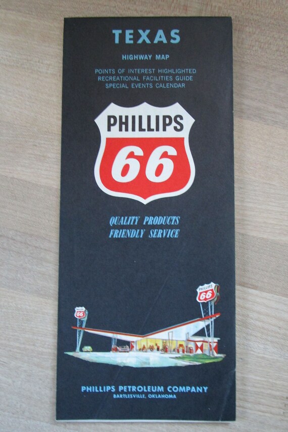 196263 Phillips 66 Map of Texas One of Many Street Maps of Etsy