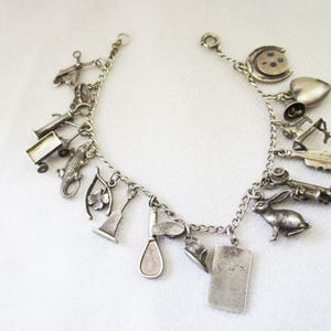 Vintage Sterling SIlver bracelet with 16 charms Awesome Estate find COMBINED SHIPPING image 4