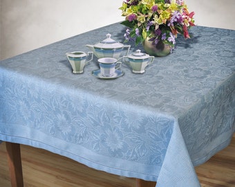 Tyrolean fabric with braiding for the table blue doily Damask water green tablecloth turquoise cotton jaquard centerpiece