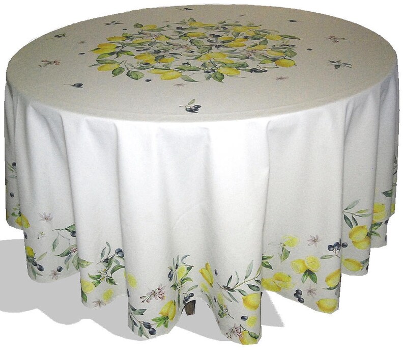 Lemons Olives Round Tablecloth Cotton Printed Table Cloth 90 Inch Large Circle Modern Kitchen Cover Mothers Day Gifting Dining Home Living Dekorasyonu Net Lemons Olives Round Tablecloth Cotton, 90 Inch Round Tablecloths Cotton