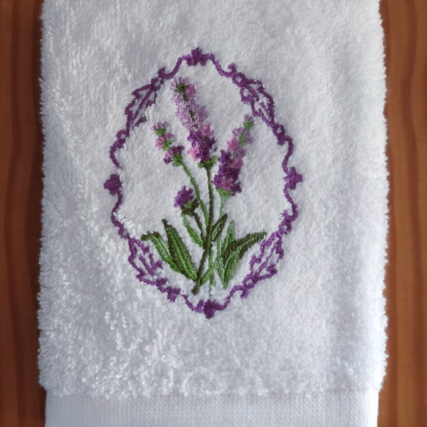 Lavender embroidery guest towel for hands. Floral washcloths. Soft small towel.  Square 30 cm cloths for bathroom. Gift for birthday