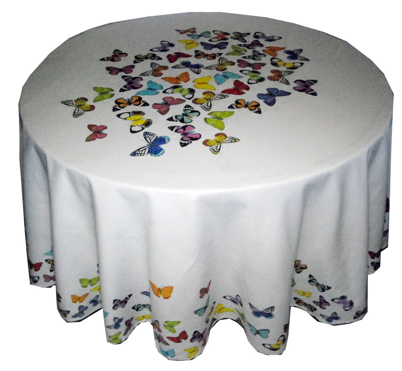 Butterfly Tablecloth 70 90 Inch Round Cotton White European Etsy