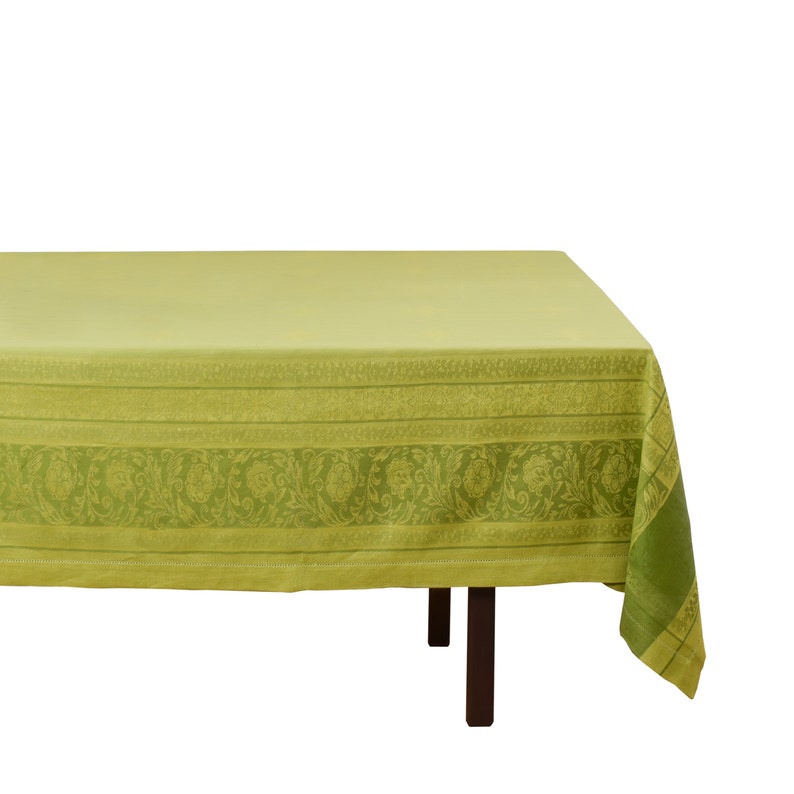 Green Large Rectangle Jacquard Tablecloth Square Festive Table Etsy