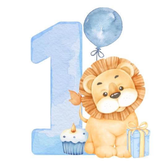 Cute 1st Birthday Watercolour Clip Art for Invites, Stickers or Thank