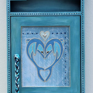 Schlüsselkästchen und Schlüsselanhänger mit Delphinen in Hellblau, Vintage Stil romantisch, Delfin Motiv Schlüssel Aufbewahrung Schränkchen