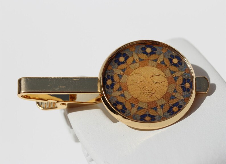 Isla del Sol Tie Clip 2-001 Islas de la Luz Sun Maya Inca Mandala Positive Energy Jewelry Accessory Gift Men Blue Golden Unique