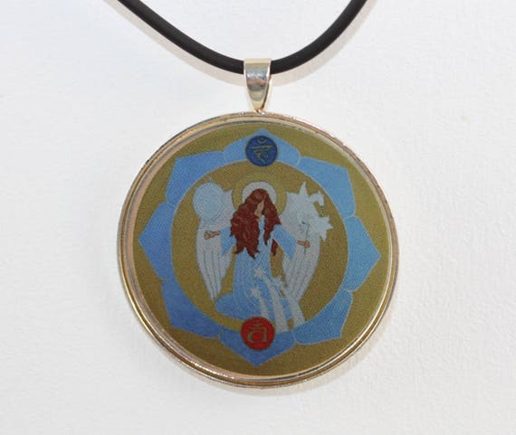 Light Blue Angel Necklace and Gift Idea for Woman or Man, Casual Archangel Gabriel Jewelry and Gift Idea for Her or Him