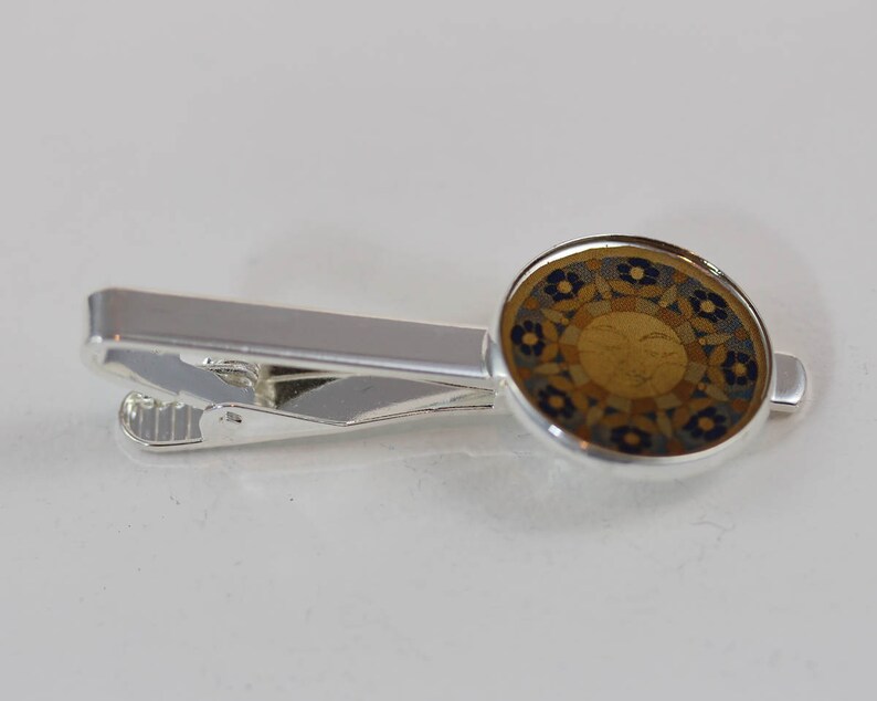 Isla del Sol Tie Clip 2-003 Islas de la Luz Sun yellow blue silver festive Jewelry for Him Mens Accessory Designer Art Gift
