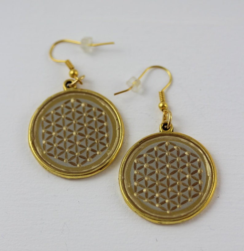 Inachi Earrings 8 104 Flower Of Life Sacred Geometry Beige Golden Positive Energy Symbol Spiritual Ear Jewelry Good Vibes Gift Woman Jewelry Earrings Jewelry Valresa Com