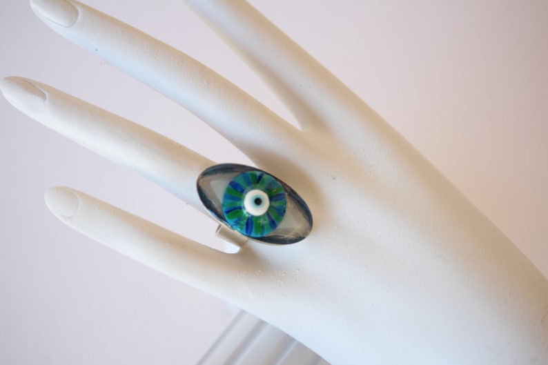 Eye of Hilarion Ring 7-207 blue white silver