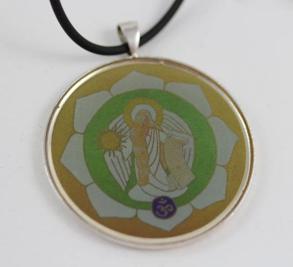 Necklace with Archangel Metatron for Women or Men, Casual Angel Jewelry and Gift Idea in Light Green Yellow for Her or Him