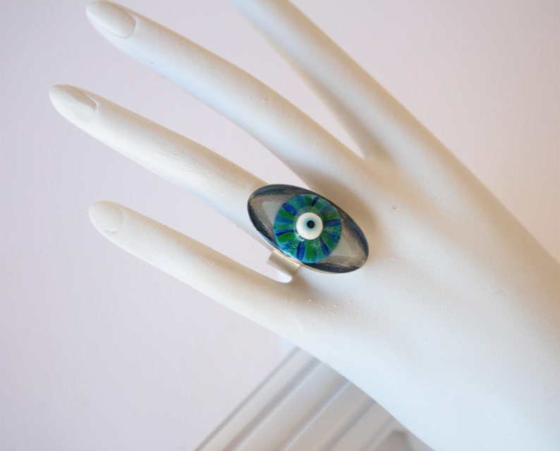 Eye of Hilarion Ring 7-207 blue white silver