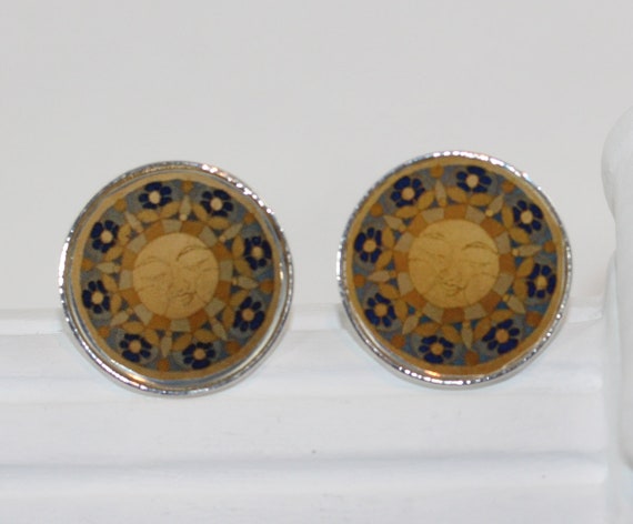 Festive Cuff Links with Sunshine Mandala, Sun Shirt Accessory for Men, Unique Jewelry and Gift for Him