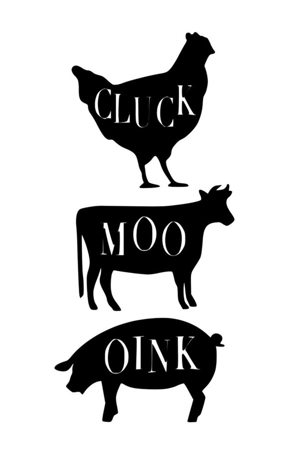 Decal Cluck Moo Oink Decal Tea Towel Decal Canvas Decal Etsy