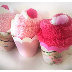 Cupcake Socks Cupcakes Love Cupcake Socks Fuzzy Socks Love-Get Well Gift-Thoughtful Gift Party Favor Teacher Gift image 7