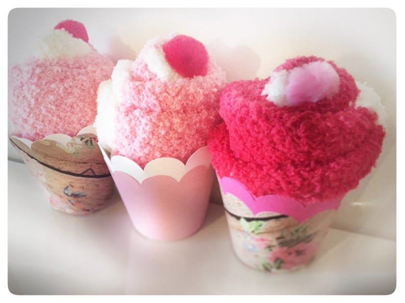 Cupcake Socks Cupcakes Love Cupcake Socks Fuzzy Socks Love-Get Well Gift-Thoughtful Gift Party Favor Teacher Gift image 7