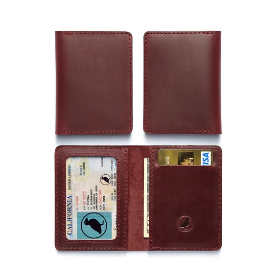 ★lemasque★ Dow Soft Women's Leather Card Wallet Powder Pin Minimalist Kinda Red Wallet With Id Window for Women