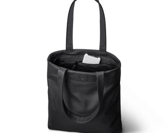 black leather tote bag for women and men, main zipped compartment tote bag, full grain leather shopper bag, shoulder bag, laptop bag
