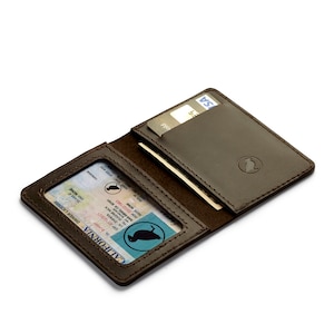 Mens Leather Wallet With ID Window: Slim Bifold Card Holder - Etsy