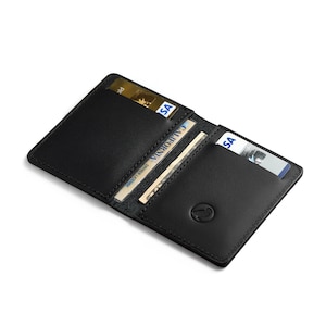 black leather small wallet, minimalist wallet, slim leather wallet for men