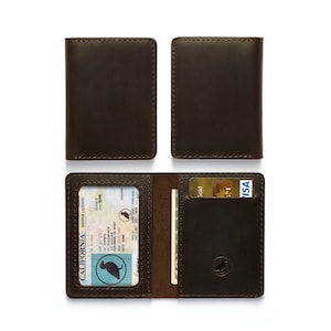 Mens Leather Wallet With ID Window: Slim Bifold Card Holder - Etsy