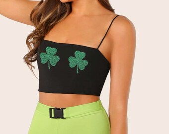st patrick's day crop hoodie