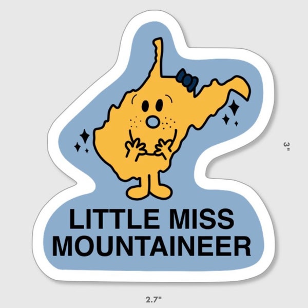 WV Little Miss Mountaineer Sticker, WV, WVU, Morgantown, West Virginia