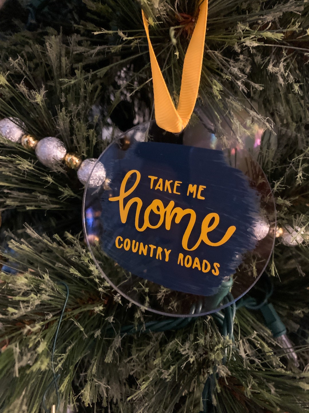 Clear Acrylic Country Roads Ornament, WV Ornament, Christmas Etsy