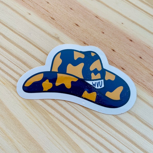 WVU Cowboy Hat Sticker, WV, WVU, Morgantown, West Virginia