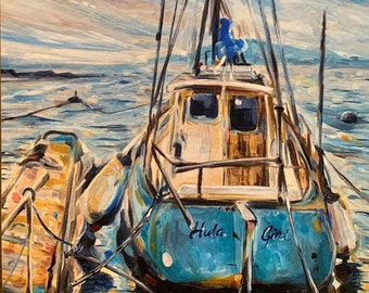 Art Print from Original Oil Painting: Fishing Boat, Moloka'i, Hawaii