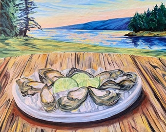 Art Print from Original Oil Painting: Oysters at Buck Bay, Orcas Island, Washington