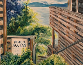 Original Oil Painting on Canvas: Beach Access at Eastsound, Orcas Island, Washington